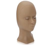 Walmeck Testa per Manichino per Estensione Ciglia Testa Pratica Allenamento Ciglia in Silicone Ad Alta Simulazione con Palpebre Rimovibili Principianti Formazione (Doppie palpebre marroni)