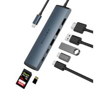 WALNEW - Docking Station in alluminio 7 in 1 con 100 W PD, 4 K HDMI, USB 3.0 e USB-C, SD, connettività migliorata, per MacBook Air,Pro, Lenovo ThinkPad, Dell XPS, HP, Surface Laptop e molto altro