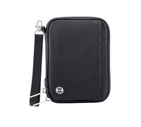 WALNEW Porta passaporto da viaggio, con blocco RFID, organizer essenziale con scomparti per carte di credito e tasca con cerniera, nero, 2 passports, classico
