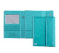 WALNEW Porta passaporto per 2, con blocco RFID, custodia a portafoglio per passaporto, unisex, in pelle PU, accessori essenziali da viaggio, porta documenti, Blu, Contemporane