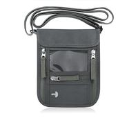 WALNEW Porta passaporto, portafoglio da viaggio per donne e uomini, con blocco RFID, sottile, da viaggio, con cordino intorno al collo, Grigio, 7.5 x 6 inches, moderno