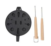 Walnut Cookie Former Maker 12 Holes | Nonstick Baking Pan for Mini Egg Puffs/Cakes/Cookies | Aluminum Alloy with Wood Handle for Even Heating | Robust Kitchen Former for Gas (Nera)