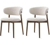 Walnut Dining Chairs Set of 2 Walnut Dining Chairs with Wooden Armrests Beige Fabric Kitchen Cafe Living Room Decorative Furniture with Vintage Farm Wooden Base for Kitchen Room Cafe,N