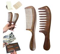 Walnut Hair Comb, Walnut Wood Hair Comb, Wooden Comb, Wooden Comb With Handle, Walnut Wide Tooth Curly Hair Comb, Wood Combs For Women, Natural Wood Comb Set, Anti Static Comb (1 set)