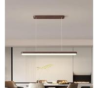 Walnut Led Pendant Lamp With Remote Control Dimmable Long Linear Led Pendant Light Fixtures For Dining Room Kitchen Table