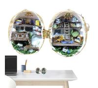 Walnut Shell Doll House - Mini -house Library - Nut Secret | Set di miniature nook di libri creativi realizzato in alluminio di noce con mobili da aprire, ideale come regalo per il topo di biblioteca
