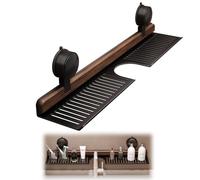 Walnut Suction Cup Bathroom Shelf,No-Drill Bathrooms Kitchen Sink Shelfs Over Faucet,Wall Mounted Above Faucet Rack Kitchen,Floating Organizer for Toiletrie, Bottle and Small Accessorie (Black,80 CM)
