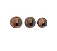 Walnut Wood Coat Rack Hooks Black Wall Hangers for Hanging Keys Clothes Bathroom Robe and Towels and Entryway(Black 3)