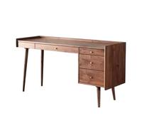 Walnut Wood Laptop Desk Writing Desk with Storage, Modern Home Office Workstation with 4 Drawers(L)