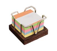 Walnut Wood Sticky Note Holder - Self-Adhesive Note Organizer for Office | Compact 4x4x2 Inch | Office Memo Holders 3x3 Inch Index Cards | Wood Iron Frame, for Office, Desk