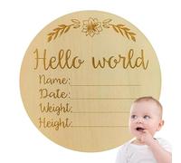 Walopola Cartello di annuncio per bambini, in legno, con nome di nascita, data, ricordo dei genitori che cattura il momento del bambino, ricordo per asilo e sala studio