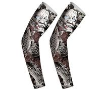 Walopola Manicotti protettivi per il braccio, per tatuaggi temporanei che mantengono freschi, per body art temporanei, morbide ed elastiche, a compressione, copertura lunga, effetto seta ghiacciata, F