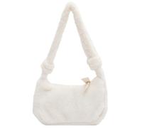 Walopola Mini borsa a tracolla, morbida borsa per avambraccio, morbida borsa a tracolla con grande capacità, borsa in peluche per la spesa quotidiana al lavoro, bianco, vedi descrizione