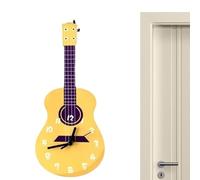 Walopola Orologio da parete musicale,Orologi da parete in legno | Orologio per strumenti musicali in legno a forma di chitarra - Decorazione da parete per sala musica, orologio da parete silenzioso