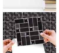 WALPLUS 15 cm 120 pezzi adesivi a mosaico in porcellana nera lucida per piastrelle da parete in vinile autoadesivo decorazione per la casa soggiorno camera da letto Splashback per cucina piastrelle vernice stick su piastrelle
