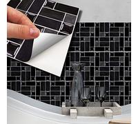 WALPLUS 15 cm 24 pezzi adesivi a mosaico in porcellana nera lucida per piastrelle da parete in vinile autoadesivo decorazione per la casa soggiorno camera da letto Splashback per piastrelle da cucina vernice stick su piastrelle