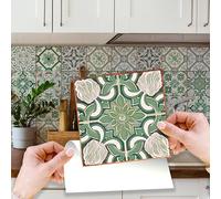 WALPLUS 24 Adesivi da cucina autoadesivi 15 x 15 cm Impermeabile Piastrella Adesivo da parete Bagno Facile da incollare e rimuovere Adesivi da parete Cucina Adesivi per piastrelle vintage verde