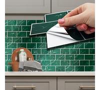 WALPLUS 28,5 x 14 cm @ 24 pezzi Metro verde marmo piastrelle adesive da parete adesivi per cucina bagno piastrelle trasferimento piastrelle WT1703X2