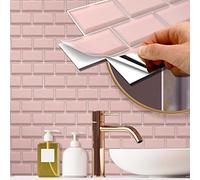 WALPLUS 28,5 x 14 cm @60 unità Blush Pink Metropolitana Mattone Sticker Backsplash Tile Paint Stick on Tiles Peel and Stick Adesivi da parete per cucina bagno piastrelle trasferimento piastrelle