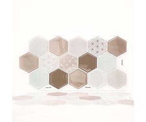Walplus 3D Adesivi Per Piastrelle Adesivi Murali Pavimento Pvc Adesivo Resistente Al Calore Rispettoso Natura Decorazioni Casa Atossico Cucina Bagno Miele Marrone Hexa 12Pcs 30,5X15,4Cm Marrone