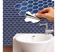 Walplus Adesivi Per Piastrelle 2D Adesivi Piastrelle Facile Da Staccare E Incollare Autoadesiva Alzatina Decorazioni Perfetti Per Cucina Hexa A Nido D'Ape Blu Scintillante 12Pcs 28.5X14Cm Blu