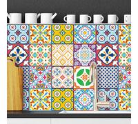 Walplus Adesivi Per Piastrelle Adesivi Per Piastrelle Del Bagno Facili Da Staccare E Incollare Decorazioni Autoadesive Per L'Ascensore Classico Mediterraneo Colorato Misto 2 24 Pezzi 15 Cm (6") Multicolore