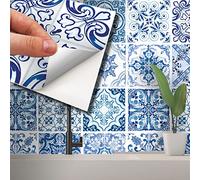 Walplus Adesivi Per Piastrelle Bagno Adesivi Per Piastrelle Facili Da Staccare E Da Attaccare Decorazioni Autoadesive Decorazioni Perfette Per La Cucina Blu Turco Mediterraneo 24Pz 15Cm(6") Luce