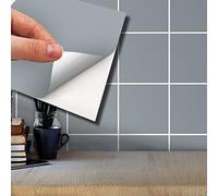 WALPLUS Adesivi per piastrelle da parete, 15 cm @72 pezzi, colore grigio, perfetto per piastrelle da parete, piastrelle autoadesive, per cucina, bagno, trasferimento di piastrelle