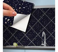 Walplus Adesivi Per Piastrelle Metallici Confezione Multipla Adesivi Piastrelle Facile Da Staccare E Incollare Autoadesiva Alzatina Terrazzo Argento Metallizzato Blu Scuro 96Pcs 15Cm(6") Blu