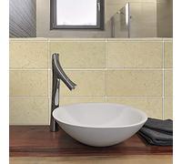 Walplus - Adesivo da parete in travertino, 28,5 x 14 cm, 48 pezzi, colore: beige