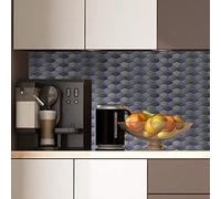 Walplus - Adesivo per piastrelle da parete, 28,5 x 14 cm, 24 pezzi, blu scuro e grigio a nido d'ape, adesivo per piastrelle da parete per cucina, bagno, piastrelle