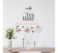 Walplus Bambini Combinati Stickers Adesivi Rimovibile E Riutilizzabile Perfetto Per I Regali Facile Da Usare Wall Sticker Tea Time Citazione Inglese Autoadesiva Art Decal Decorazione Ambra E Grigio
