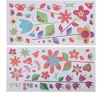 Walplus Colorful Flowers And Butterflies - Adesivi per Parete, Motivo Fiori e Farfalle