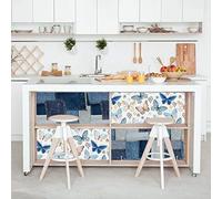 WALPLUS FW4910-COM-WM5109x2/WM5119x2-Adesivo per mobili, Motivo: Farfalle e Jeans, Autoadesivo, Vinile, Multicolore, 64 x 5.5 x 5.5 cm
