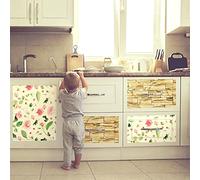 Walplus fw4921-com-wm5110 x 2/WM5111 x 2 Fiore e Roccia Modello autoadesiva in Vinile mobili Wrap, Vinile, Multicolore, 64 x 5.5 x 5.5 cm