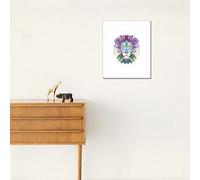 Walplus Leone Tela Artistica Stampaggio Adesivi da Parete, Vinile Multicolore, 40 x 30 x 3 CM