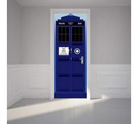 Walplus Murale Per Porta Adesivi Porte Interne Durevole Decorativo Design Moderno Adesivo Per Porte Europee Stazione Di Polizia Home Office Decorazione Adesivi Autoadesivi 88X200Cm Blu Bianco