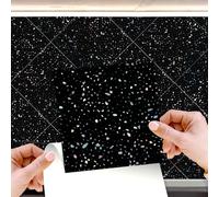 Walplus Adesivi Per Piastrelle Metallizzati Adesivi Piastrelle Facile Da Staccare E Incollare Autoadesiva Alzatina Decorazioni Perfetti Per Cucina Terrazzo Olografico Glitter Nero 24Pcs 15Cm(6")