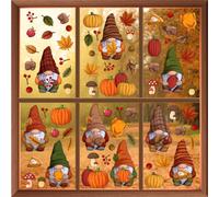 WALPLUS Thanksgiving Autumn Fall Window Clings for Glass Windows Stickers Fall Leaves Seasonal Decorations for Kids Fall Window Decor and Clearance Th