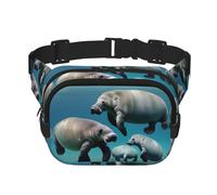 Walruse - Marsupio quadrato con stampa di animali, per allenamento, escursionismo, corsa, viaggi, palestra, con cerniera alla moda