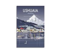 WALS Poster vintage da viaggio con Ushuaia Argentina, su tela, decorativo, per camera da letto della famiglia, 40 x 60 cm