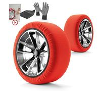 WALSER Calze da Neve Omologate Italia EN 16662-1, set di 2 catene da neve in tessuto per auto, catene invernali per auto rosse snow sock XS