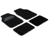 WALSER Carpet Color, tappetini universali, set di quattro pezzi di tappetini per auto con borchie antiscivolo nero/bianco 29012
