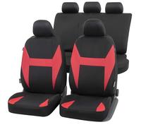 Walser coprisedile auto Caledon set completo, coprisedile auto universale nero-rosso, rivestimento poliestere 13325