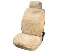 Walser Coprisedile Auto in Pelle di Agnello Iva, 100% Pelle di Agnello coprisedile per Auto, 1 Pezzo di Pelle d'Agnello coprisedili Auto sedili Anteriori Beige