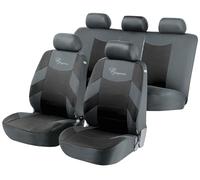 WALSER coprisedili auto Elegance con cerniera, set completo coprisedili ZIPP-IT, 2 rivestimenti anteriori 1 coprisedile posteriore nero/grigio 11776