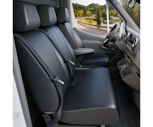WALSER Coprisedili auto Transporter in similpelle compatibile con Citroen Jumper II/Peugeot Boxer, 1 sedile singolo anteriore (incavo per il bracciolo a destra) e panca doppia