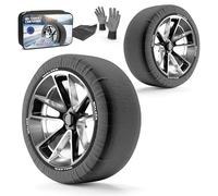 Walser Premium Calze da Neve Omologate Italia EN 16662-1, set di 2 catene da neve in tessuto per auto, catene invernali per auto grigio/nero snow sock L