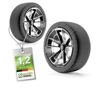 Walser Premium Calze da Neve Omologate Italia EN 16662-1, set di due catene da neve in tessuto per auto, 2 catene invernali per auto grigio/nero snow sock dimensioni cerchi R13-R22, M
