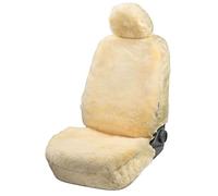Walser Premium Coprisedile Auto in Pelle di Agnello Maya, 100% Pelle di Agnello coprisedile per Auto, 1 Pezzo di Pelle d'Agnello coprisedili Auto sedili Anteriori Beige